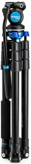 Benro Aero 2 PRO Aluminium Reise Videostative mit Flip Locks aus Aluminium mit Hydraulischer Kopfart und Maximaler Belastung von 2,5kg bis 165,1cm