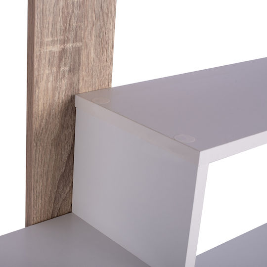 Bibliotecă Marceline Natural - Alb 100x21x124,5 cm