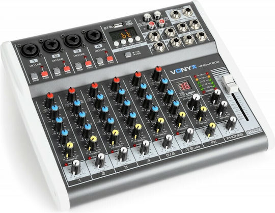 Vonyx VMM-K802 172.590 Αναλογική Κονσόλα 8 Καναλιών με Phantom Power & 4 Εισόδους XLR & Bluetooth
