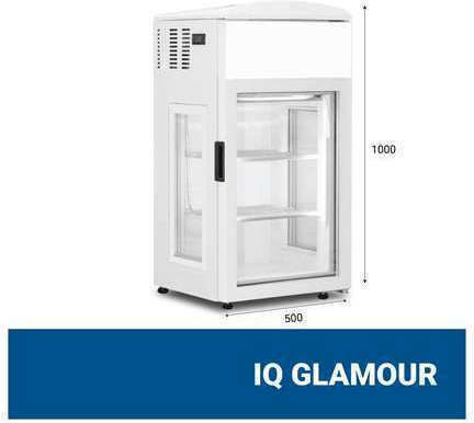 Ucinque IQ Glamour Mini Congelator Profesional Vitrină 79lt L50 x l48.3 x h100cm. Alb