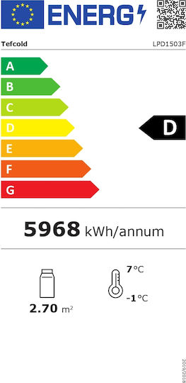 Tefcold Kühlvitrine Standgerät mit 4 Ebenen mit Kapazität 680Es 150x75x135cm LPD1503F-P