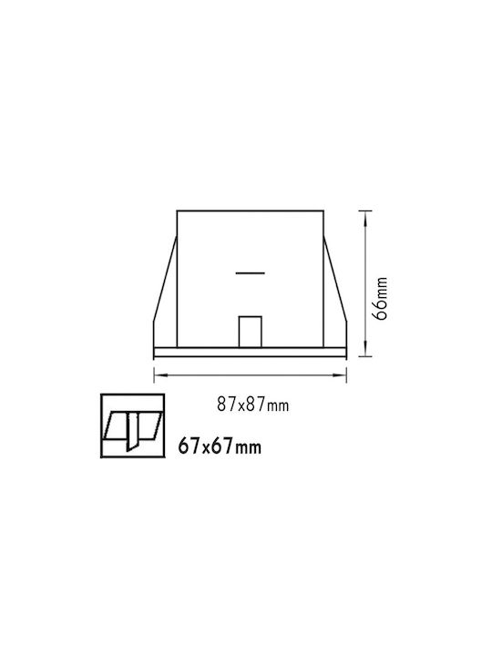 Aca Square Metallic Recessed Spot with Socket G5.3 Silver 8.7x8.7cm. 1pcs