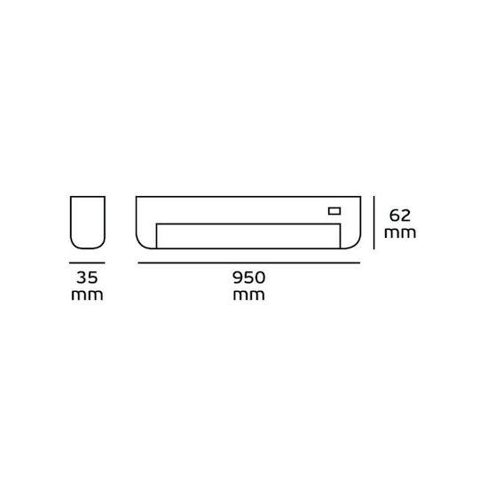 VK Lighting Φωτιστικό Πάγκου Κουζίνας LED 30W με Διακόπτη Μ95xY3.5εκ.