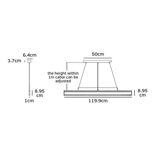 VK Lighting Commercial Linear LED Ceiling Light Warm White IP45 L119.9xD8.95cm