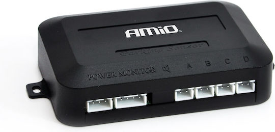 AMiO Car Parking System Back with Screen / Buzzer and 4 Sensors 22mm 12V in White Color