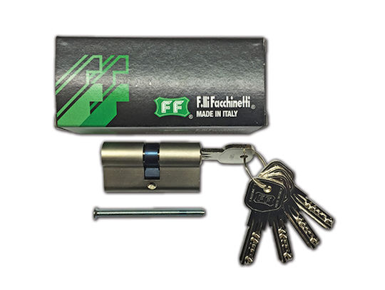 F.lli Facchinetti Lock Cylinder Security SY327218 70mm (30-40) with 5 Keys Silver