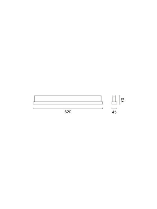 Spot Light Modern Lamp Wall with Integrated LED and Warm White Light Silver 62x7x4.5cm