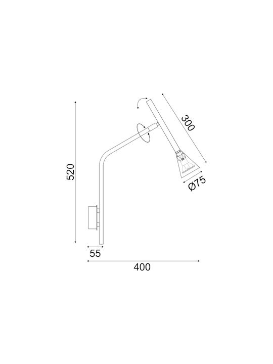 Aca Clouzot Modern Lamp Wall with Socket GU10 Gold 8x40x8cm
