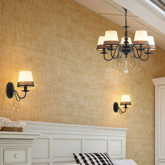 Aca Mulan Classic Lamp Wall with Socket E14 Black 15x21x15cm