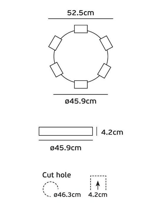 VK Lighting Round Recessed LED Panel 40W with Warm White Light 3000K 52.5cm