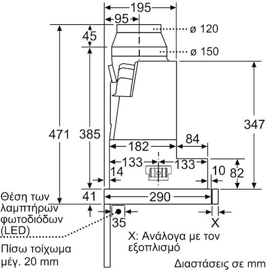 Bosch Συρόμενος Απορροφητήρας 60cm Γκρι