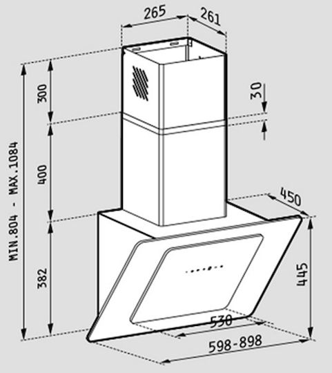 Pyramis Fiero Chimney Vent Hood 90cm Black