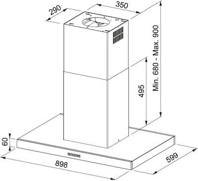 Franke Tale 905 I XS Απορροφητήρας Καμινάδα 89.8cm Inox