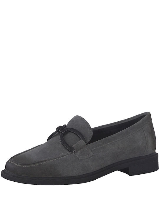 Marco Tozzi Leather Women's Moccasins in Gray Color