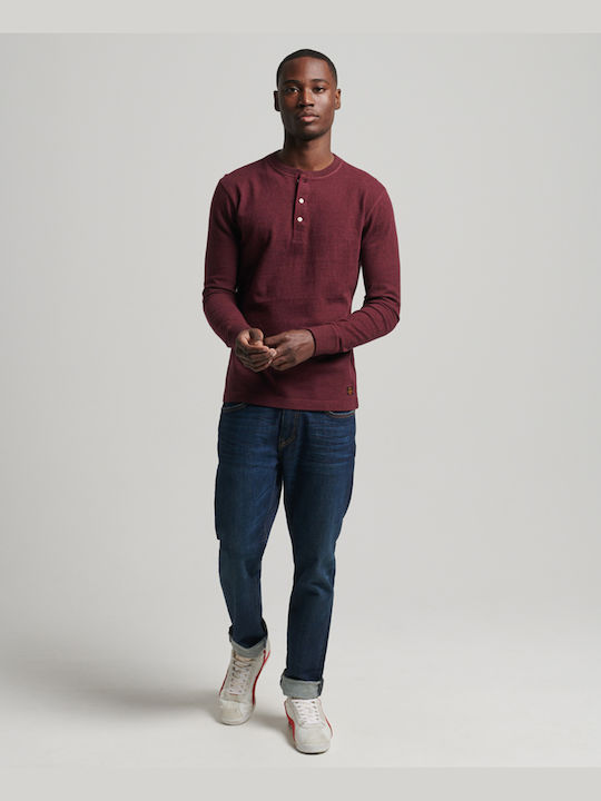 Superdry Ovin Grandad Blouse Track Burgundy Marl