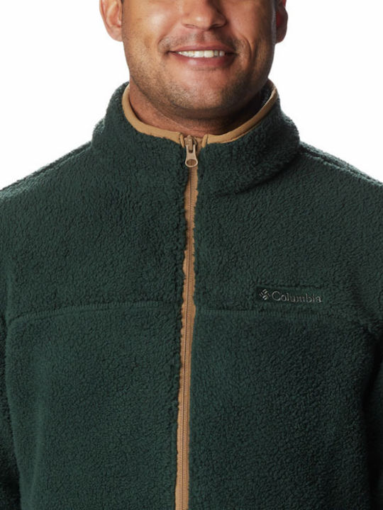 Men's Fleece Cardigan with Zipper Green