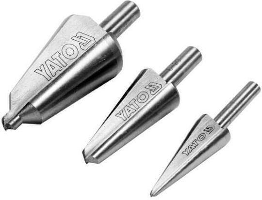 Yato Set of 3 Conical Diamond Drills HSS with Cylindrical Shank for Metal και Wood 6-8mm