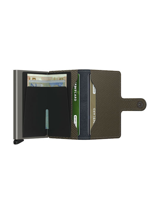 Secrid Miniwallet Carbon Men's Leather Card Wallet with RFID και Slide Mechanism Khaki