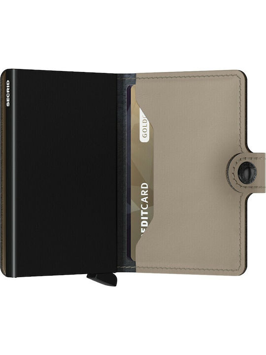 Miniwallet Matte Portofel bărbătesc Carduri cu RFID și mecanism Slide Bej