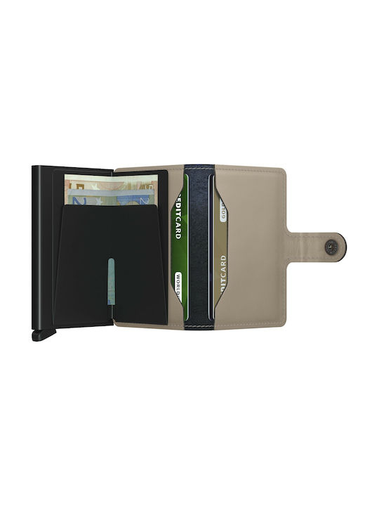 Secrid Miniwallet Matte Δερμάτινο Ανδρικό Πορτοφόλι Καρτών με RFID και Μηχανισμό Slide Μπεζ