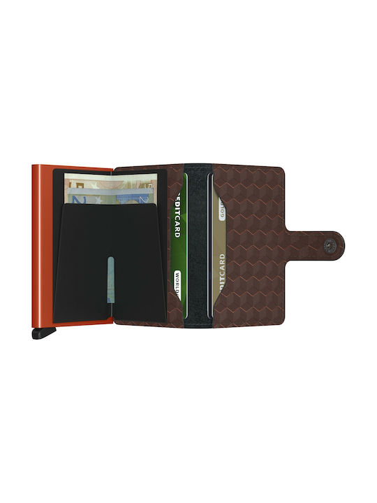 Secrid Miniwallet Optical Δερμάτινο Ανδρικό Πορτοφόλι Καρτών με Μηχανισμό Slide Καφέ