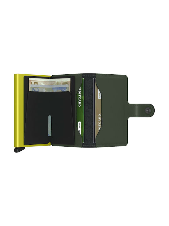 Secrid Miniwallet Matte Δερμάτινο Ανδρικό Πορτοφόλι Καρτών με RFID και Μηχανισμό Slide Green-Lime