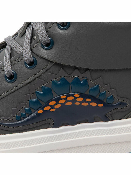 Nova City K Anatomical Leather Kids Boots with Laces Gray