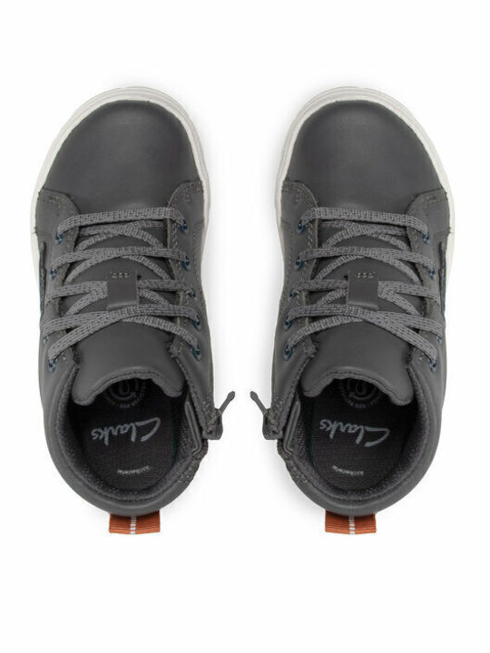 Nova City K Anatomical Leather Kids Boots with Laces Gray