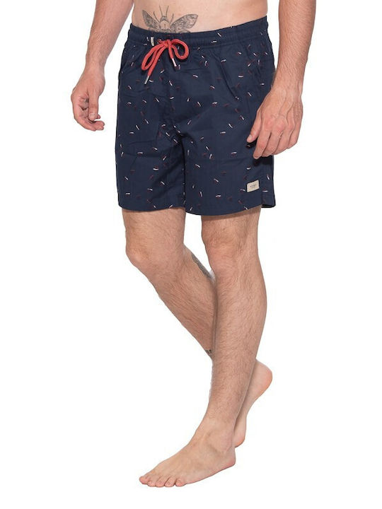 Double Herren Badebekleidung Shorts Marineblau mit Mustern