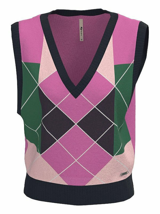 Babbett Women's Sleeveless Sweater with V Neckline Checked Dulwich