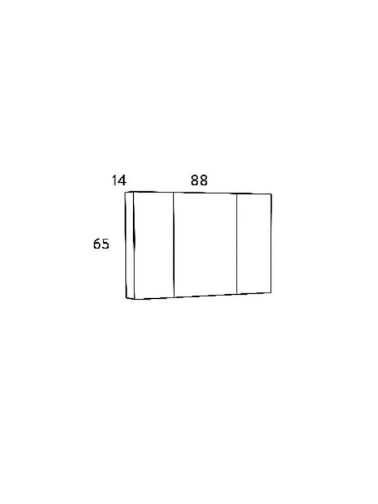 Martin Omega 90 Rectangular Bathroom Mirror made of Particle Board with Cabinet 87x65cm Ashtray