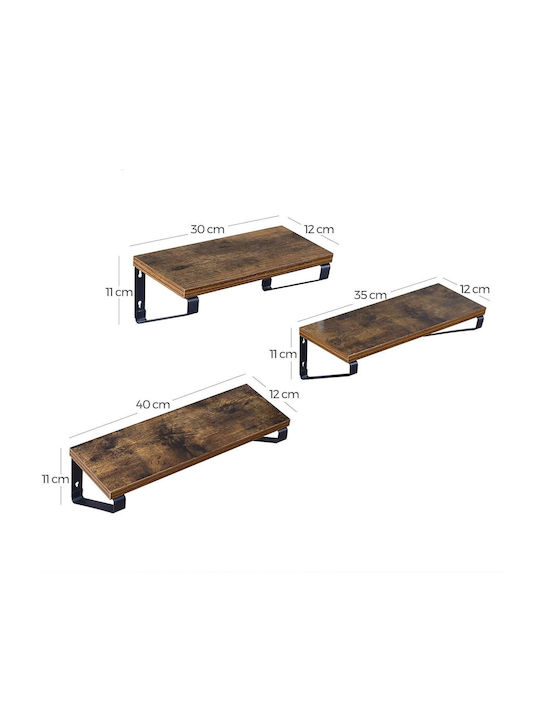 Wall Shelves Brown (3 Pieces) 40x12x11cm