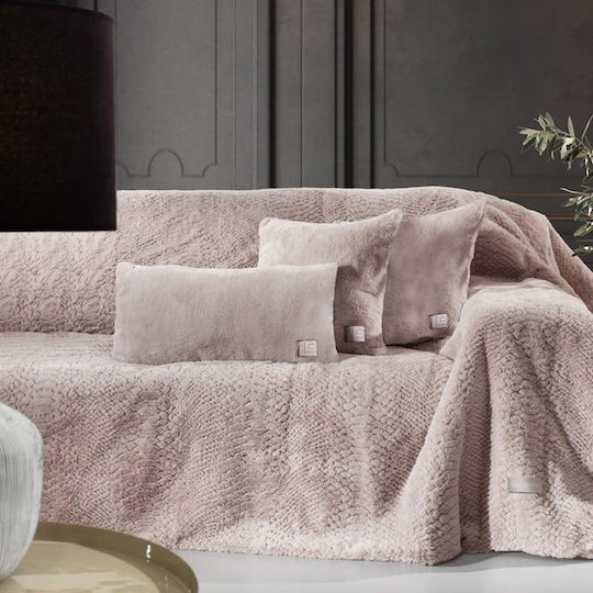 Guy Laroche Crusty Ριχτάρι Τετραθέσιου Καναπέ Γούνινο 170x350εκ. Old Pink 1133086221016