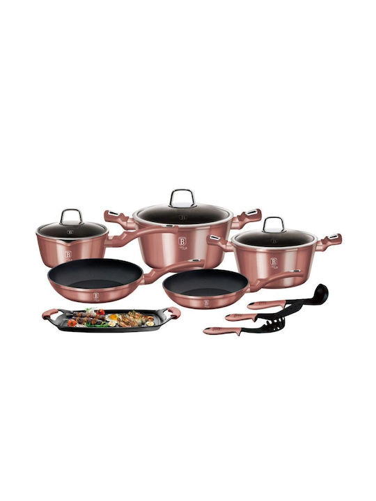 Berlinger Haus i-Rose Collection Cookware Set of Aluminum with Non-stick Coating Pink 12pcs