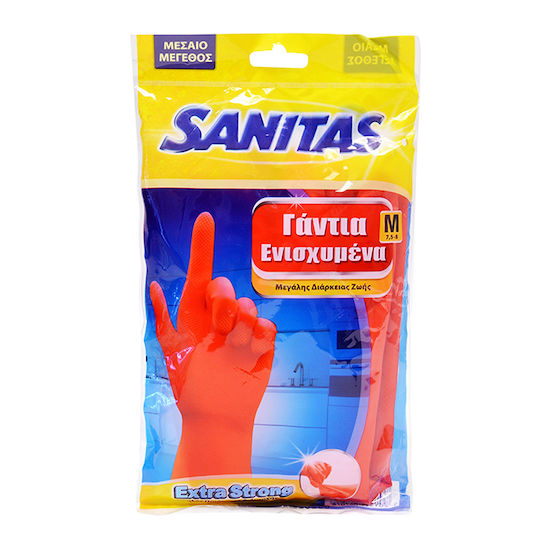 Sanitas Oven Gloves Extra Strong Plastic Medium Orange 1pcs