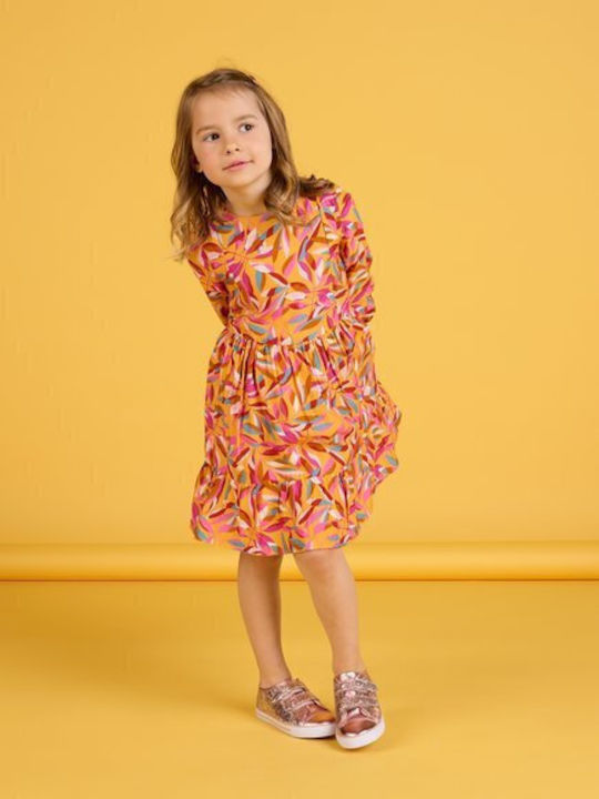 Dpam Kids Dress Floral Long Sleeve Orange