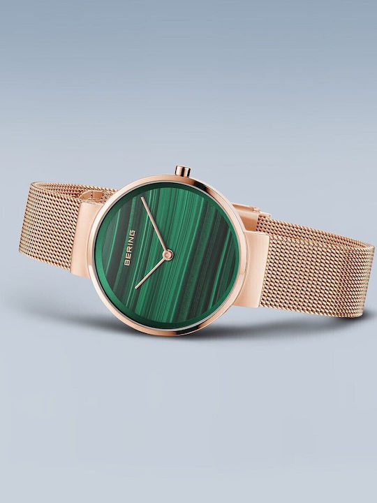 Bering Time Класически Дамски Часовник 31mm Кварцов с Розово Злато Метална Верижка