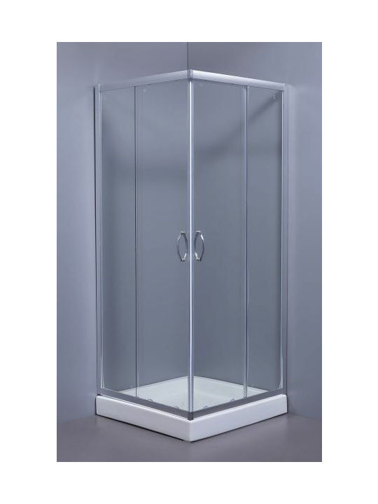 Gloria Ascot Καμπίνα Ντουζιέρας με Συρόμενη Πόρτα 90x90x180cm Clear Glass Chrome