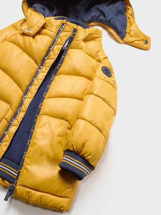 Kids' Quilted Jacket Short Double Sided with Hood Yellow