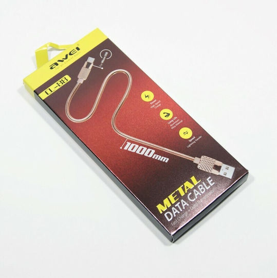 Awei Braided USB 2.0 to micro USB Cable Γκρι 1m (CL-88)