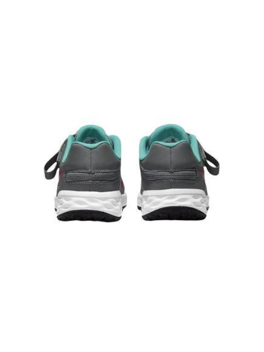 Revolution 6 Flyease Kids Sports Shoes Running with Laces Smoke Grey / Washed Teal / Siren Red