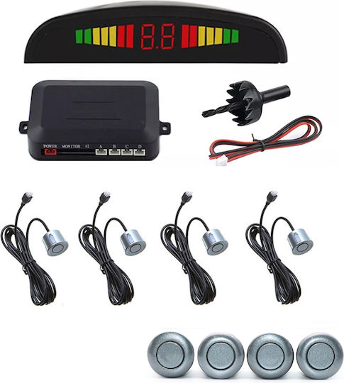 Car Parking System with Screen and 4 Sensors in Silver Color