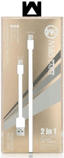 WK WDC-009 Flat USB to Lightning / micro USB Cable Λευκό 1m