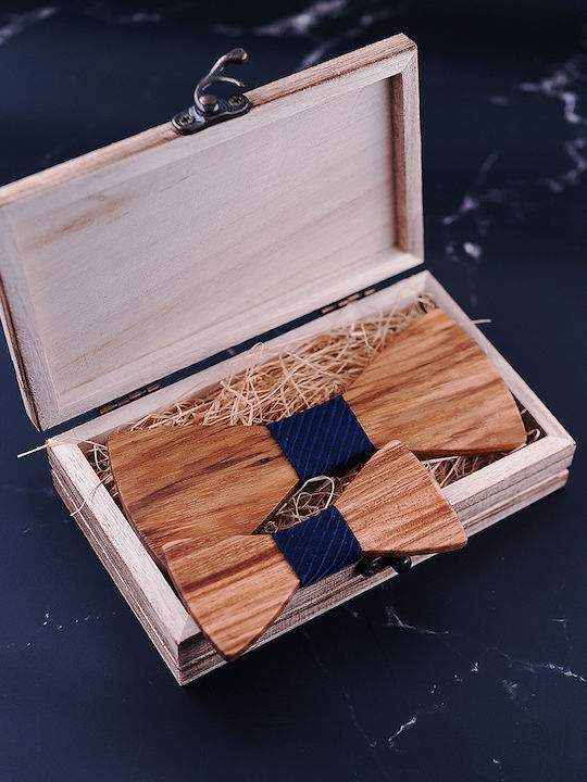 Legend Accessories Wooden Bow Tie Set with Kids Bow Tie Tabac/Blue