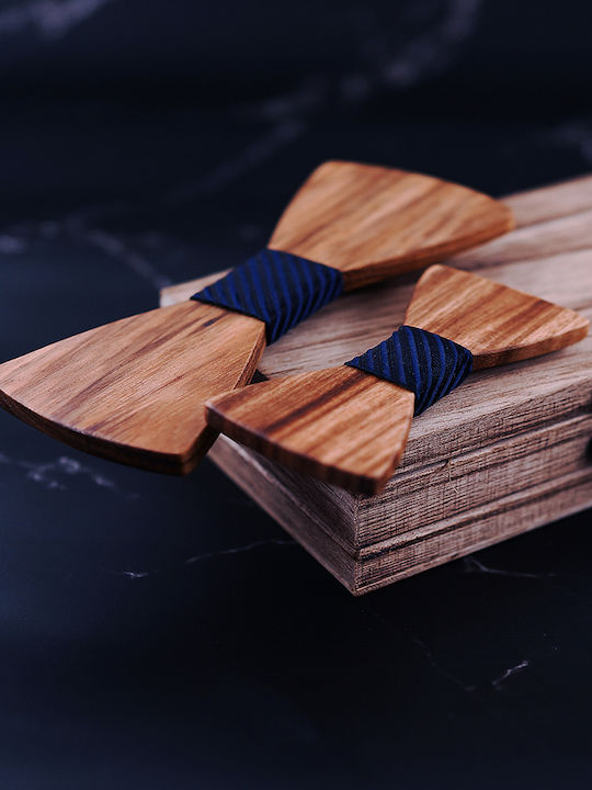 Legend Accessories Wooden Bow Tie Set with Kids Bow Tie Tabac/Blue