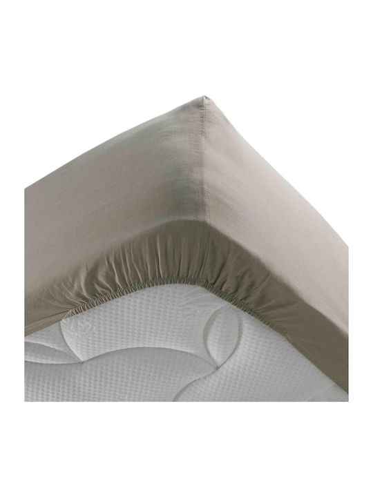 Douceur d'Intérieur Sheet Super-Double with Elastic 160x200cm. Stonalia Taupe