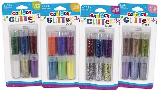 Carioca Dust Neon Colors Χρυσόσκονη Glitter Πολύχρωμη σε Αλατιέρα 9gr Σετ 6τμχ