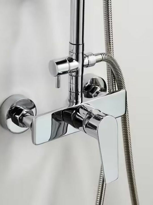 Tema Shower Column with Bathtub Mixer 85cm Silver