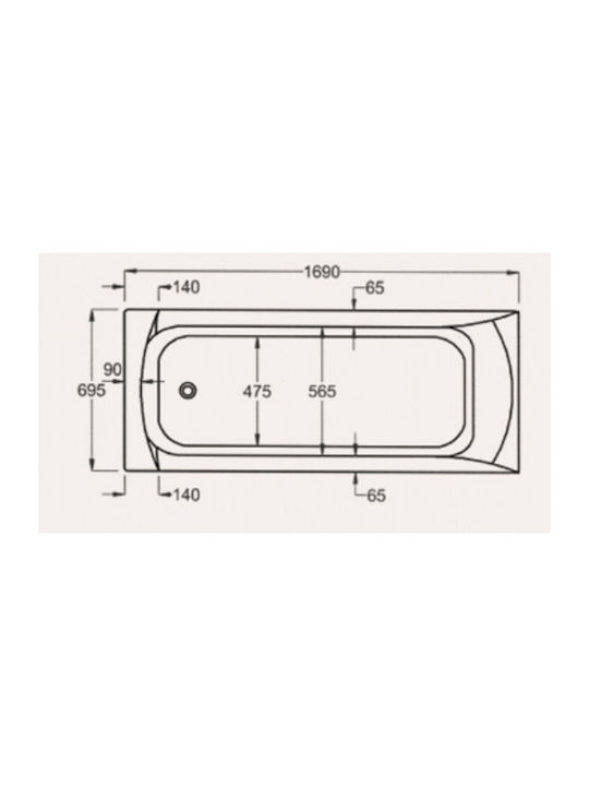 Sanitec Rosa Μπανιέρα Ακρυλική 170x70x60cm