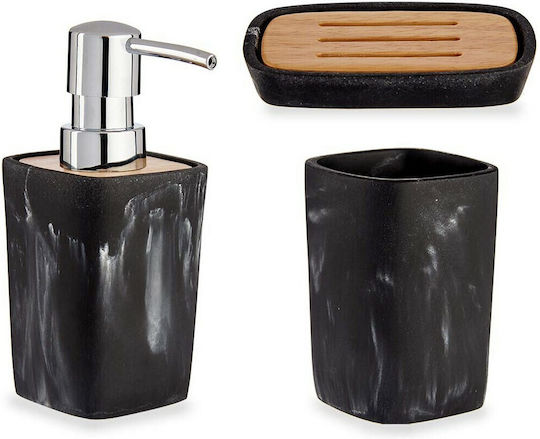 Bathroom Accessory Set Plastic Black 3 Pieces